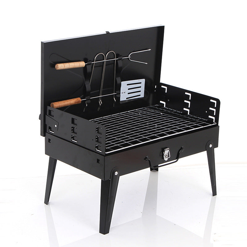 Portable folding suitcase charcoal barbecue grill