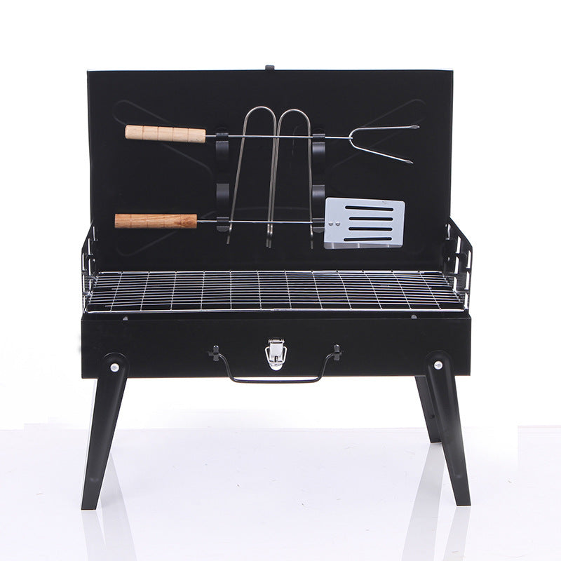 Portable folding suitcase charcoal barbecue grill