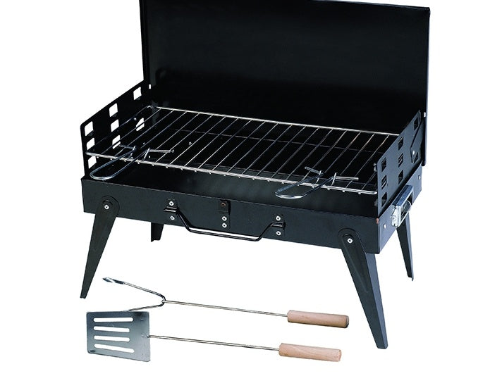 Portable folding suitcase charcoal barbecue grill
