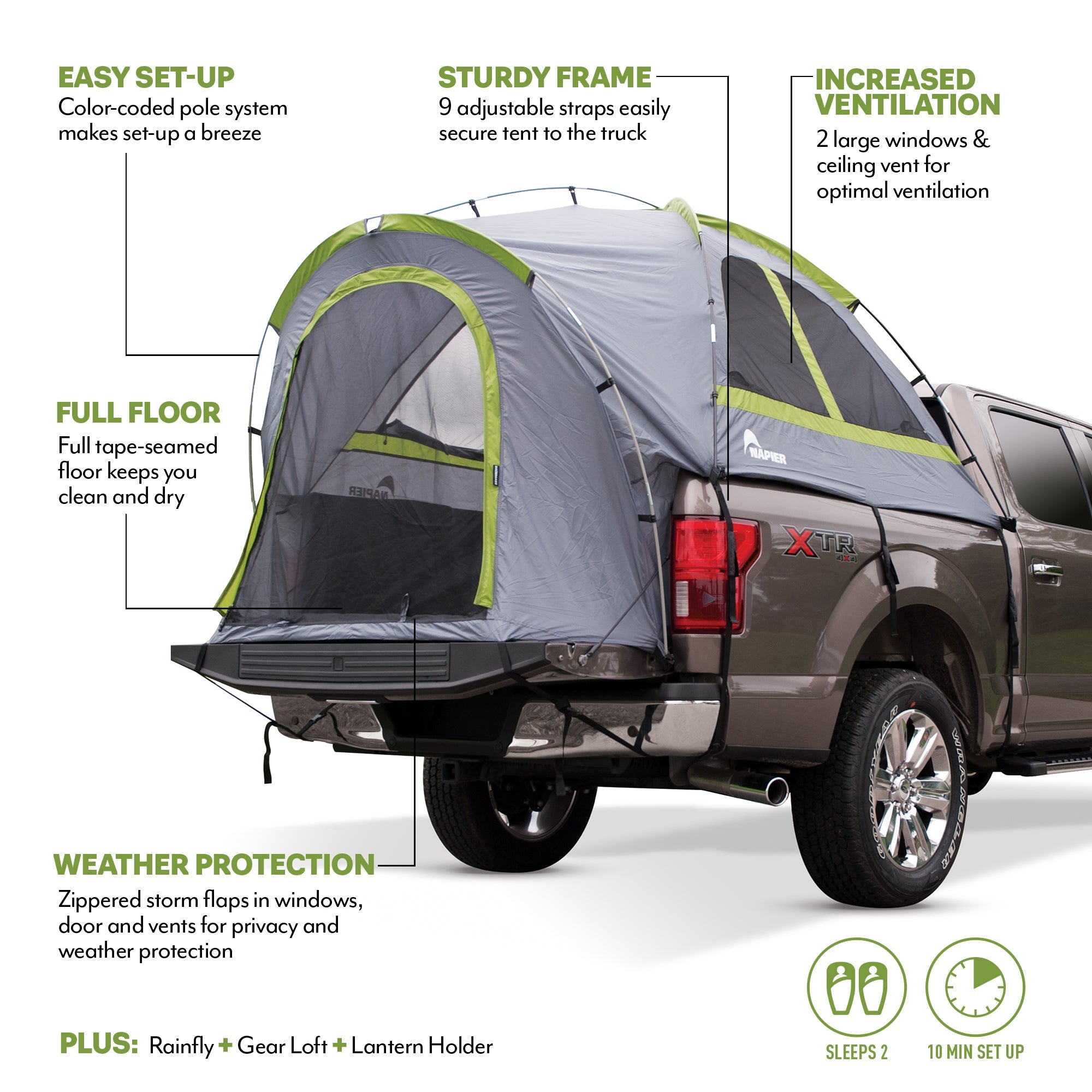 Truck-bed tent for pickup camping